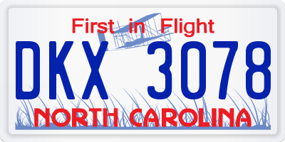 NC license plate DKX3078