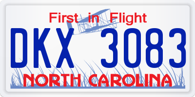 NC license plate DKX3083