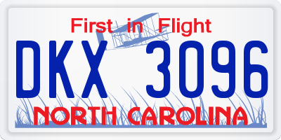 NC license plate DKX3096
