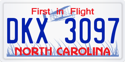NC license plate DKX3097