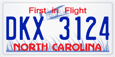 NC license plate DKX3124