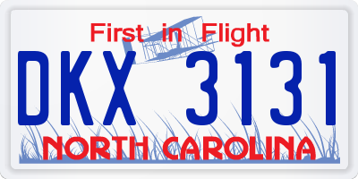 NC license plate DKX3131