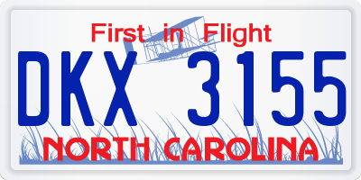NC license plate DKX3155