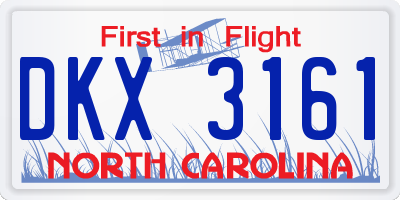 NC license plate DKX3161