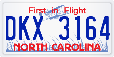NC license plate DKX3164