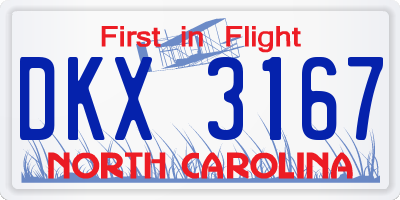 NC license plate DKX3167