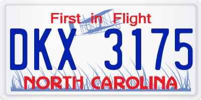 NC license plate DKX3175