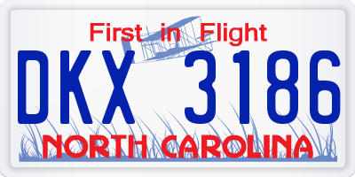 NC license plate DKX3186