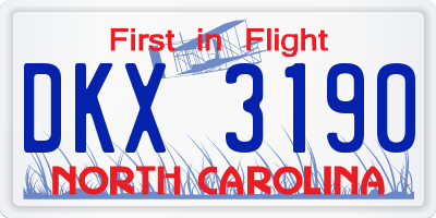 NC license plate DKX3190