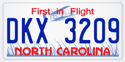 NC license plate DKX3209