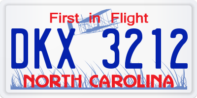NC license plate DKX3212