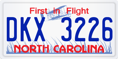 NC license plate DKX3226