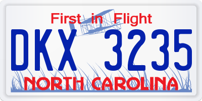 NC license plate DKX3235