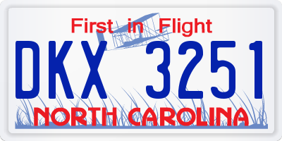 NC license plate DKX3251