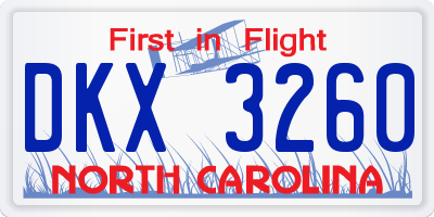 NC license plate DKX3260