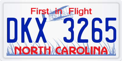NC license plate DKX3265