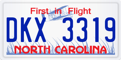 NC license plate DKX3319