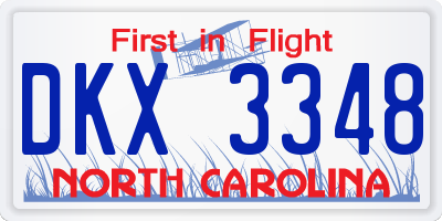 NC license plate DKX3348