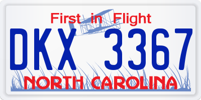 NC license plate DKX3367