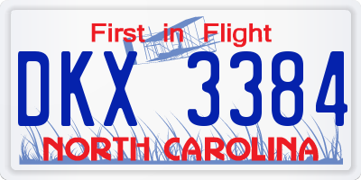 NC license plate DKX3384