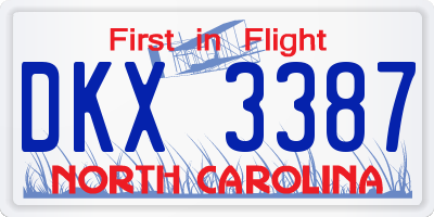 NC license plate DKX3387