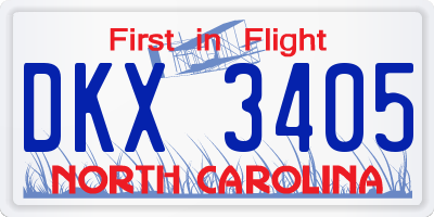 NC license plate DKX3405