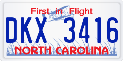 NC license plate DKX3416