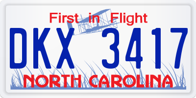 NC license plate DKX3417