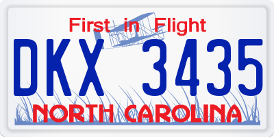 NC license plate DKX3435