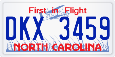NC license plate DKX3459