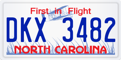 NC license plate DKX3482