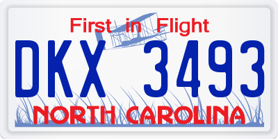 NC license plate DKX3493