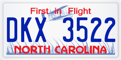 NC license plate DKX3522