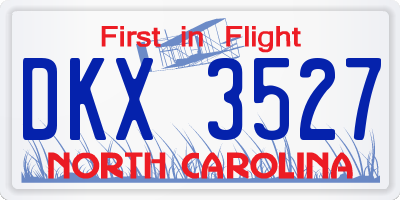 NC license plate DKX3527