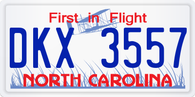 NC license plate DKX3557