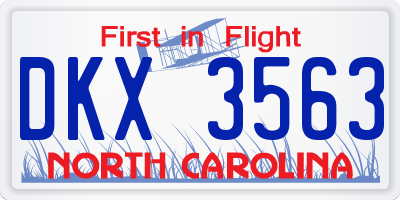 NC license plate DKX3563