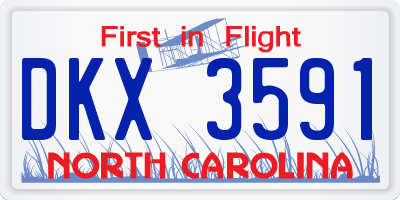NC license plate DKX3591