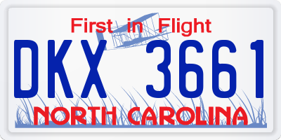 NC license plate DKX3661