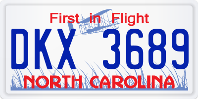 NC license plate DKX3689