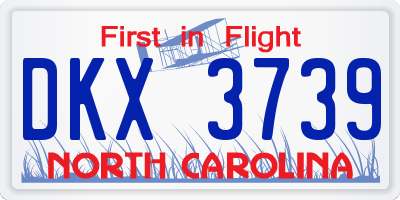 NC license plate DKX3739