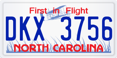 NC license plate DKX3756