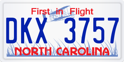 NC license plate DKX3757