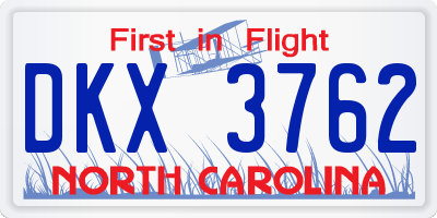 NC license plate DKX3762