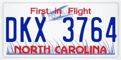 NC license plate DKX3764