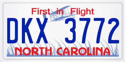 NC license plate DKX3772