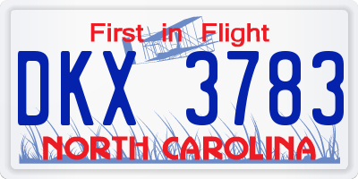 NC license plate DKX3783