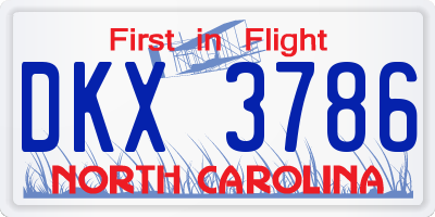 NC license plate DKX3786