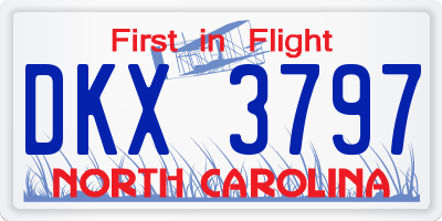 NC license plate DKX3797