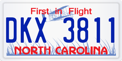 NC license plate DKX3811