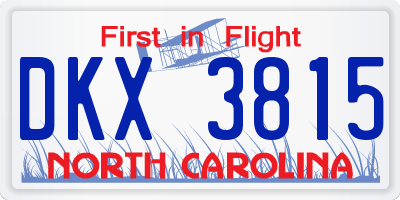 NC license plate DKX3815